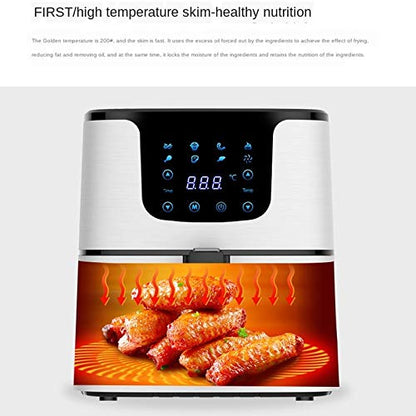 AJIEYMXD 5,5 l Multifunktions-Luftfritteuse, Hähnchen, Ölfreie Luftfritteuse, Fritteuse, Pizzakocher, Smart Touch LCD, Elektrischer Deep Airfryer, Gedenktag