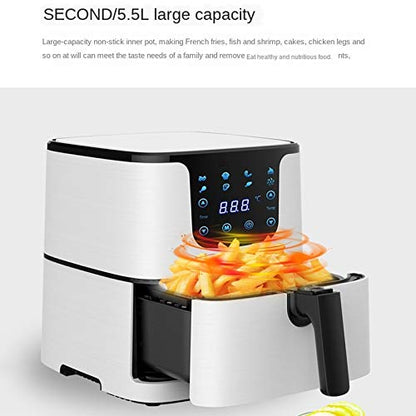 AJIEYMXD 5,5 l Multifunktions-Luftfritteuse, Hähnchen, Ölfreie Luftfritteuse, Fritteuse, Pizzakocher, Smart Touch LCD, Elektrischer Deep Airfryer, Gedenktag