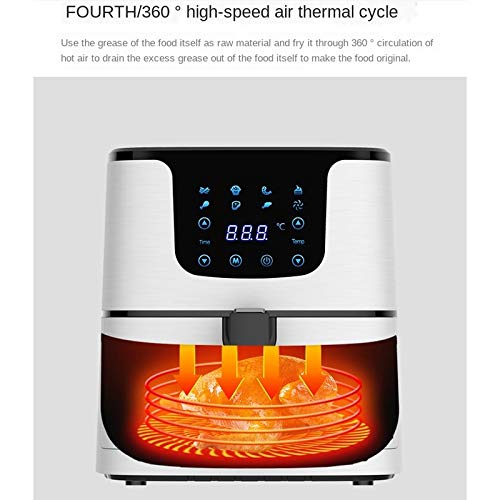 AJIEYMXD 5,5 l Multifunktions-Luftfritteuse, Hähnchen, Ölfreie Luftfritteuse, Fritteuse, Pizzakocher, Smart Touch LCD, Elektrischer Deep Airfryer, Gedenktag