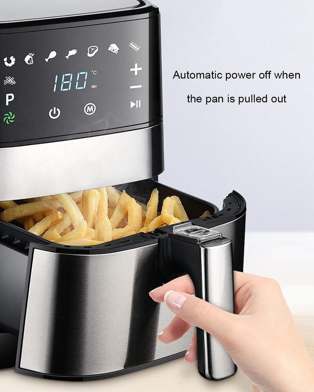 **AJIEYMXD Digitaler Airfryer 7-in-1 | Ölfreies Kochen, schnelles Luftzirkulationssystem, gesunde Mahlzeiten**