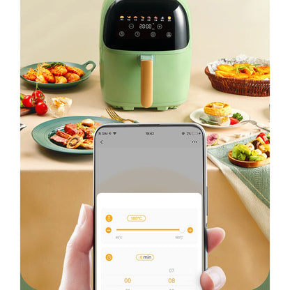 **AJIEYMXD Heißluftfritteuse 4 L | Touchscreen, 8 Programme, ölfreies Kochen, Antihaft, schnelle Airfryer-Technologie**
