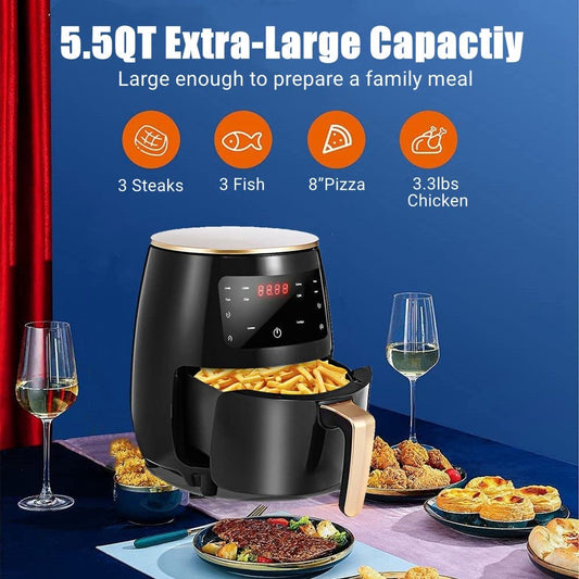 AJIEYMXD Heißluftfritteuse, 220 V, Multifunktions-Smart-Touch-LCD-Airfryer, Pommes-Frites-Pizza-Friteuse, Gedenktag