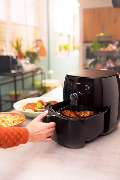 **AJIEYMXD Digitaler Airfryer Ofen | Touchscreen, Flachkorb, Twin-Turbostar-Technologie, ölfreies Kochen, Schwarz**