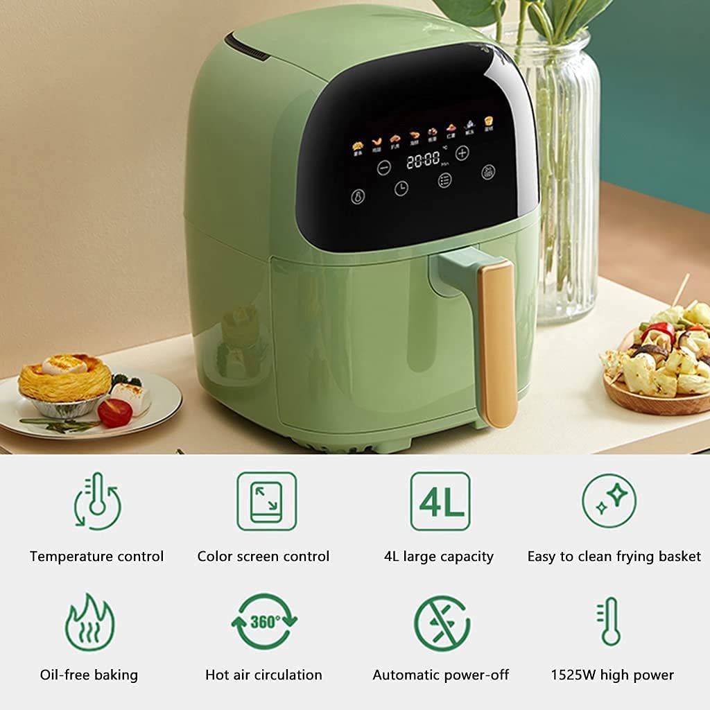 **AJIEYMXD Heißluftfritteuse 4 L | Touchscreen, 8 Programme, ölfreies Kochen, Antihaft, schnelle Airfryer-Technologie**