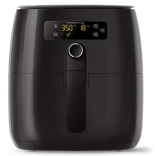 **Digitaler Airfryer Ofen mit Touchscreen | Flachkorb, Twin-Turbostar-Technologie, ölfreies Kochen, Schwarz**