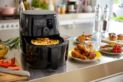 **AJIEYMXD Digitaler Airfryer Ofen | Touchscreen, Flachkorb, Twin-Turbostar-Technologie, ölfreies Kochen, Schwarz**