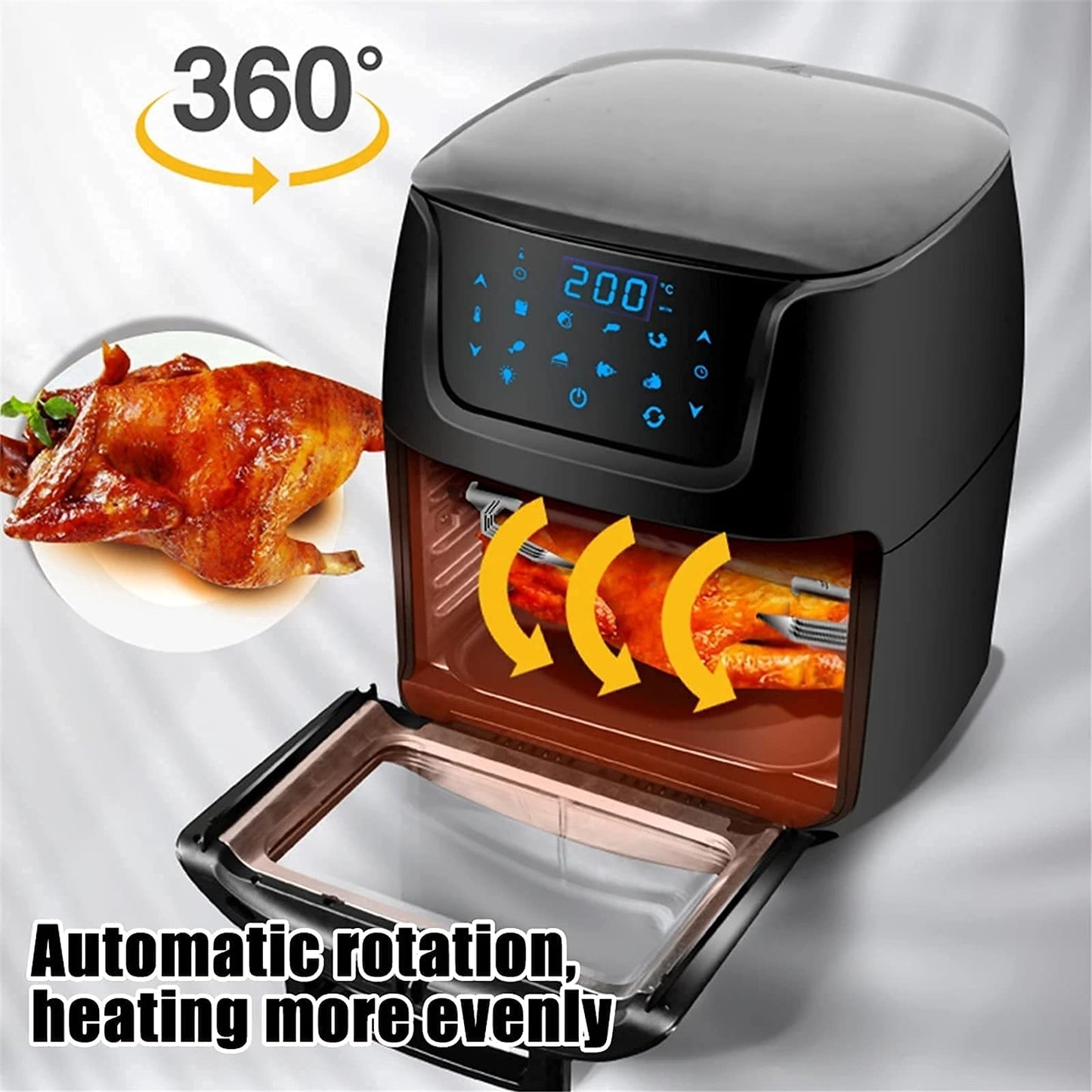 Hot Air Fryers for Home Use Hot Air Fryer Oven Electric Touch Digital Airfryer Rotisserie Dry Large Cooker 12L Hopeful Charity