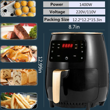 AJIEYMXD Heißluftfritteuse, 220 V, Multifunktions-Smart-Touch-LCD-Airfryer, Pommes-Frites-Pizza-Friteuse, Gedenktag